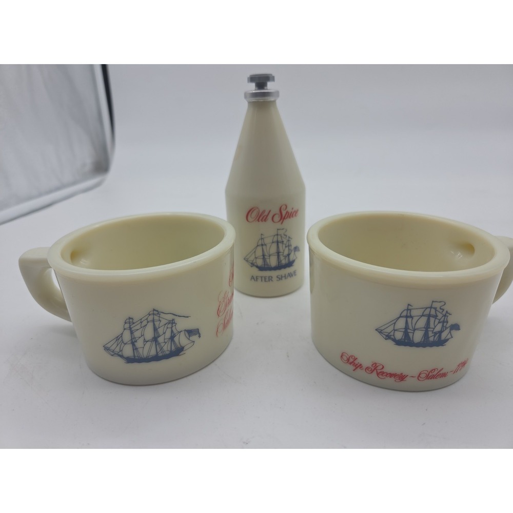 Vintage OLD SPICE Shulton After Shave Two Mugs WIth Aftershave Empty 4 1/4oz